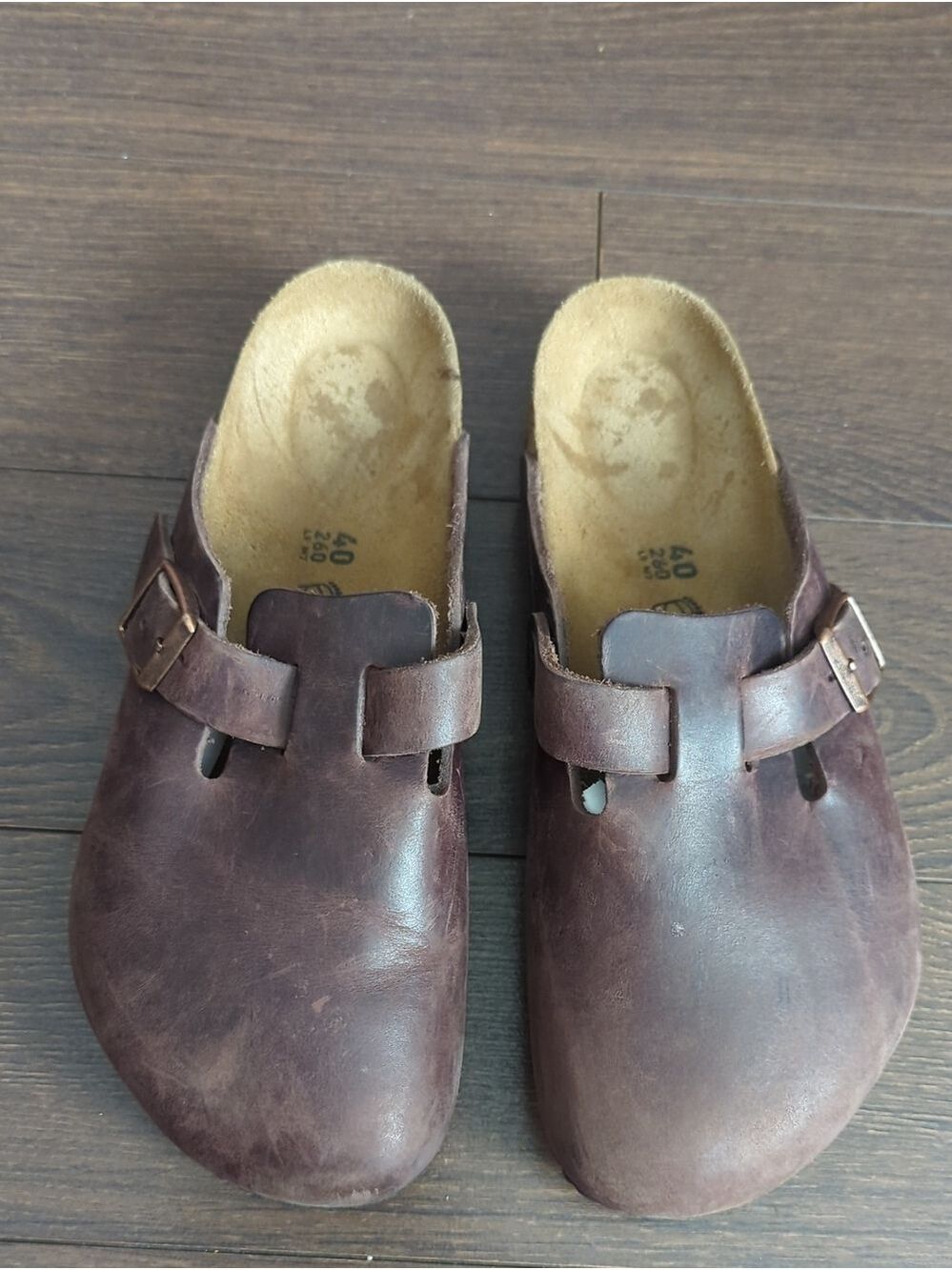 Birkenstock Brown Leather Boston Mule with Buckle (Unisex) - Picture 8 of 15